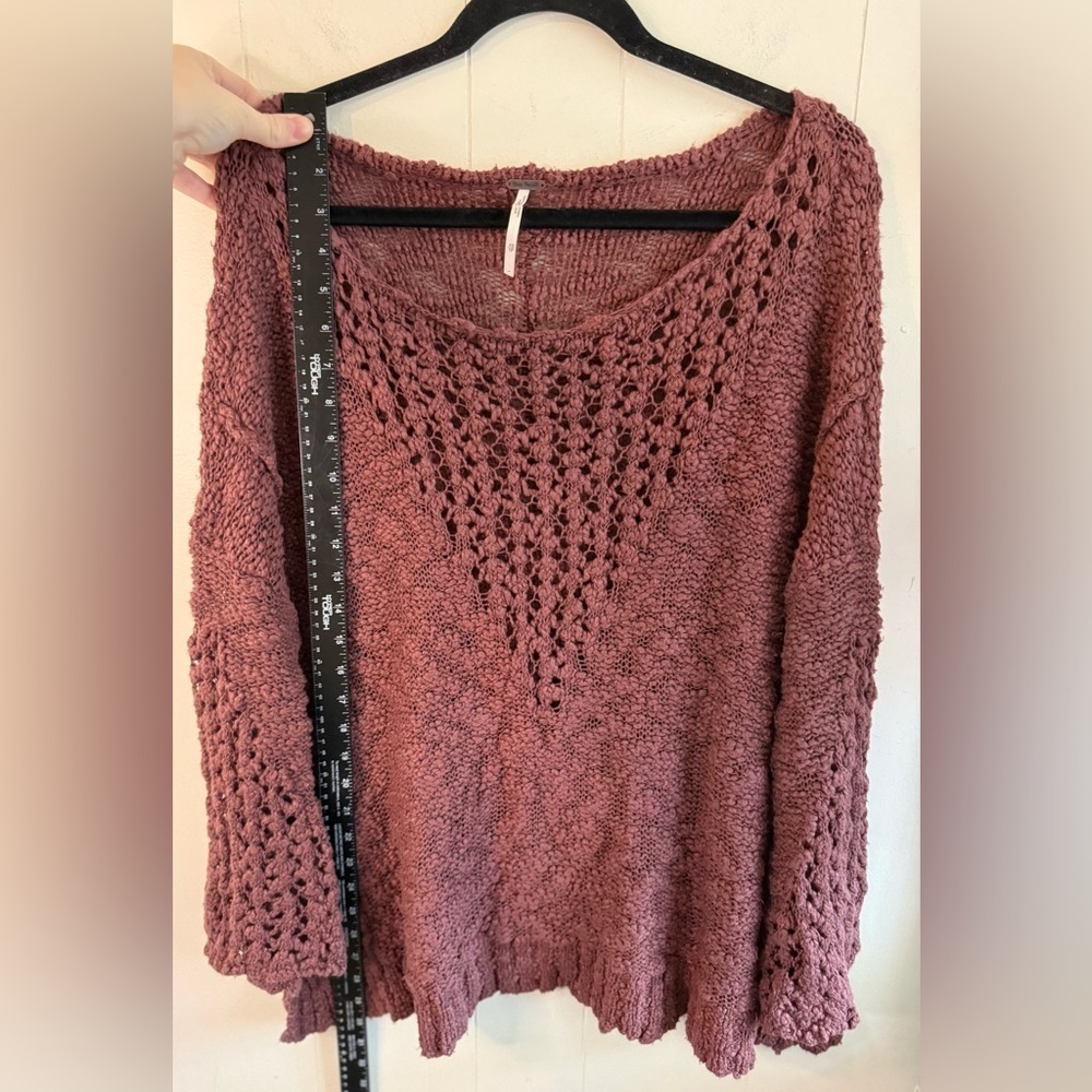 Free People- Pretty Pointelle Chunky Knit Sweater in Dusty Purple, Size XS - Picture 11 of 12